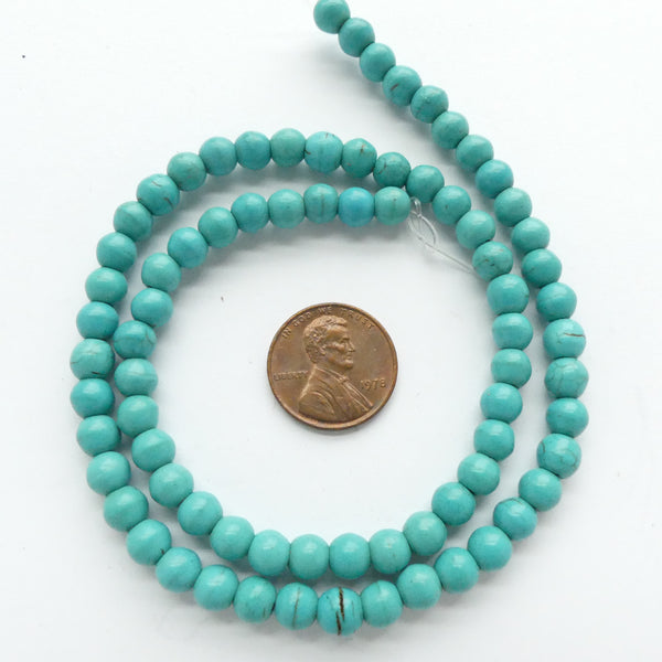 Magnesite Dyed Turquoise, 6mm Round on 16-inch strands