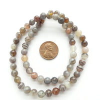 Botswana (Banded) Agate, Round, 6mm on 16" Strands