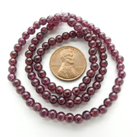 Garnet, Round 4mm on 16" Strands