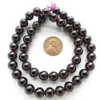 Garnet, Round, 8mm on 16" Strands