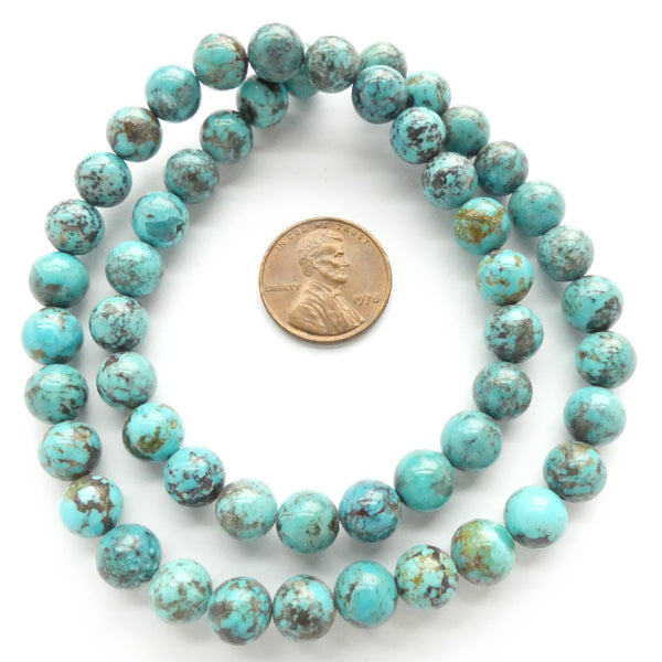 Turquoise, Beads, Round, Chinese, 8mm on 16" Strands