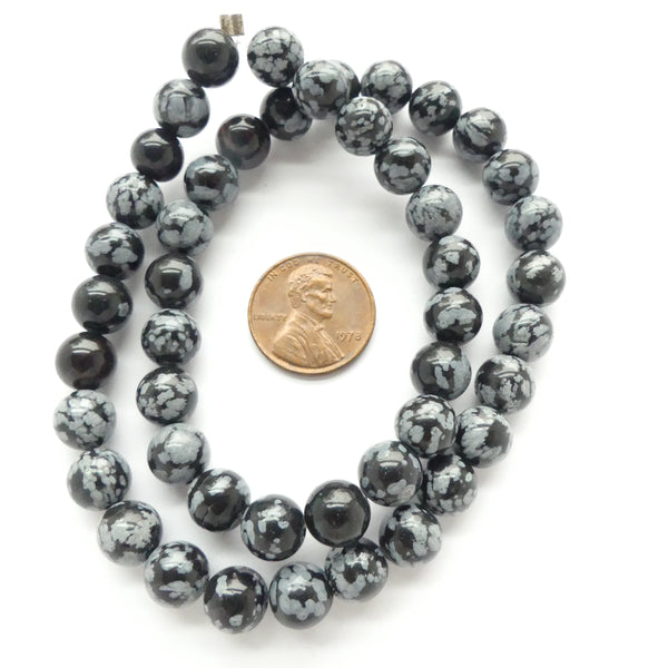Snowflake Obsidian, 8mm Round on 16-inch Strands