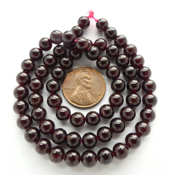 Garnet, Round, 6mm on 16" Strands