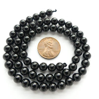 Black Tourmaline, Round, 6mm on 16" Strands