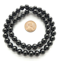 Black Tourmaline, Round, 8mm on 16" Strands