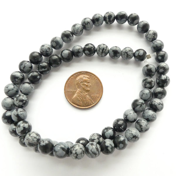 Snowflake Obsidian, 6mm Round on 16-inch Strands