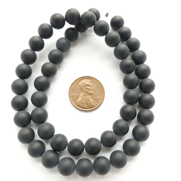 Black Onyx, Round, 8mm Matte on 16" Strands