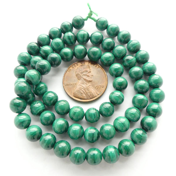 Malachite, Round 6mm on 16-inch Strands