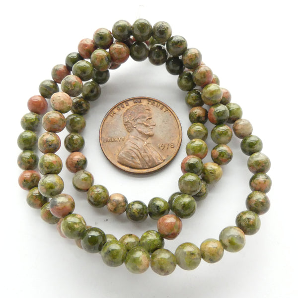 Unakite, Round 4mm on 16-inch Strands