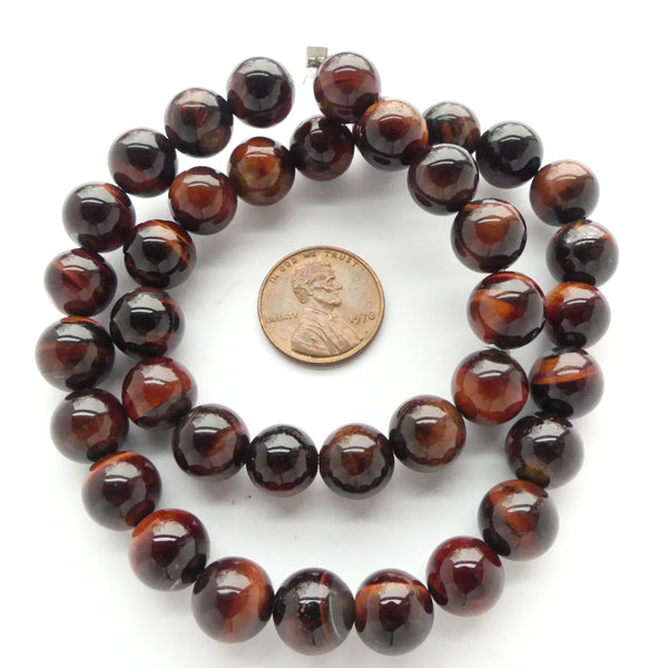 Red Tiger Eye, Round 10mm on 16-inch Strands