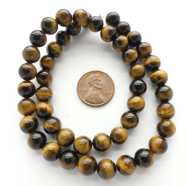 Tiger Eye, Round 8mm on 16-inch Strands