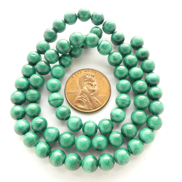 Malachite, Round 6mm on 16-inch Strands