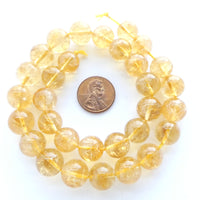 Citrine, Round 12mm on 15-inch Strand