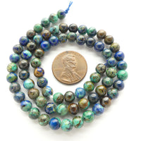 Azurite, 6mm Round Beads on 16-inch Strands