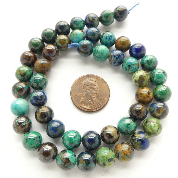Azurite, 8mm Round Beads on 16-inch Strands
