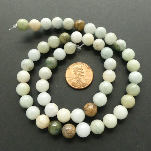 Jade (Burmese Jadeite) Round 8mm Beads on 16-inch Strands