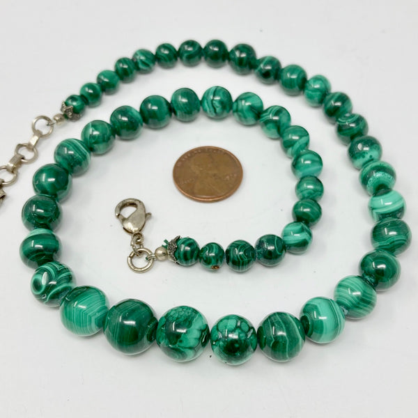 Graduated round malachite beads Bead-Zone.com