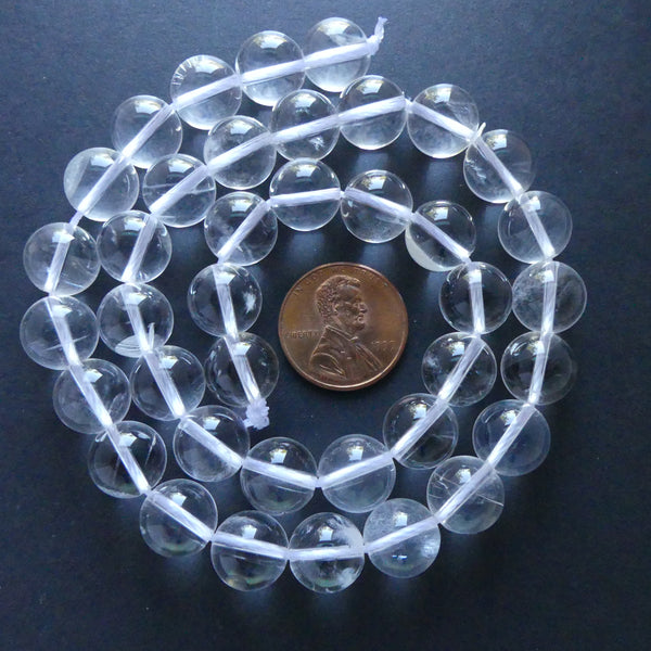 Rock Crystal, 10mm Round Beads on 16-inch Strand