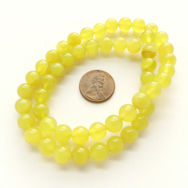 Olive Jade, Round, 8mm on 16-inch Strand