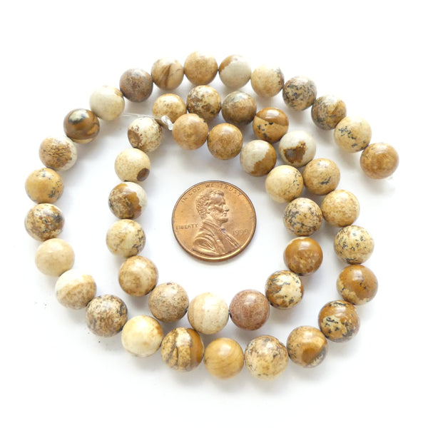 Picture Jasper, Round Beads, 8mm on 16-inch Strands