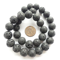 Lava Stone, Black, 12mm on 16" Strands