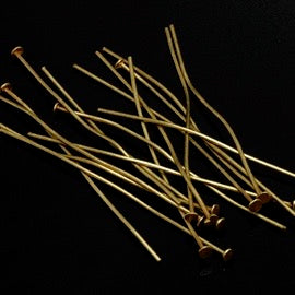 Packaged Findings, Brass Antique Headpins 2", Pkg 24