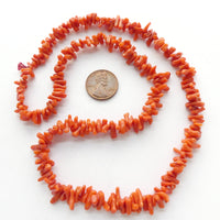 Coral, Mediterranean, Orange, Small Branches on 20-inch Strand