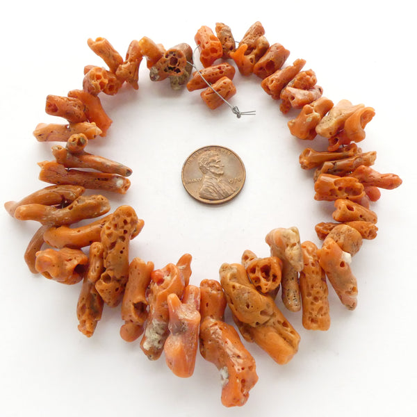 Coral, Antique Moroccan Branches, 12-inch Strand