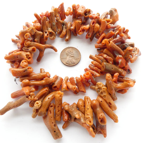 Coral, Antique Moroccan Branches, Graduated 20-inch Strand