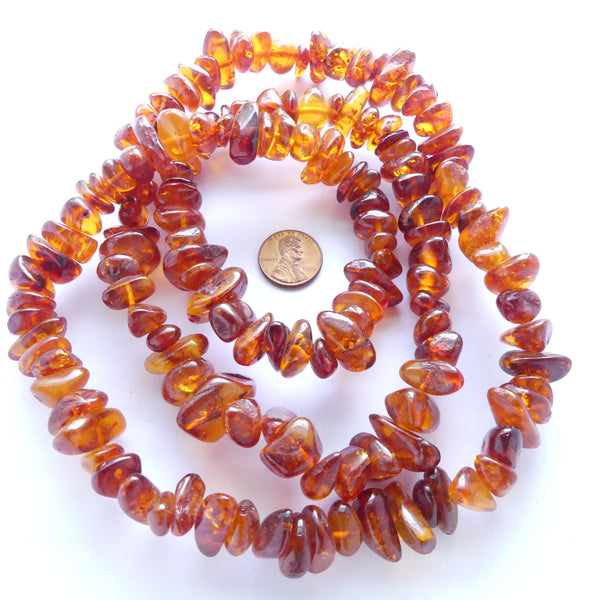 Amber Baltic, Freeform Nuggets, Large, Cognac Color, 40-inches