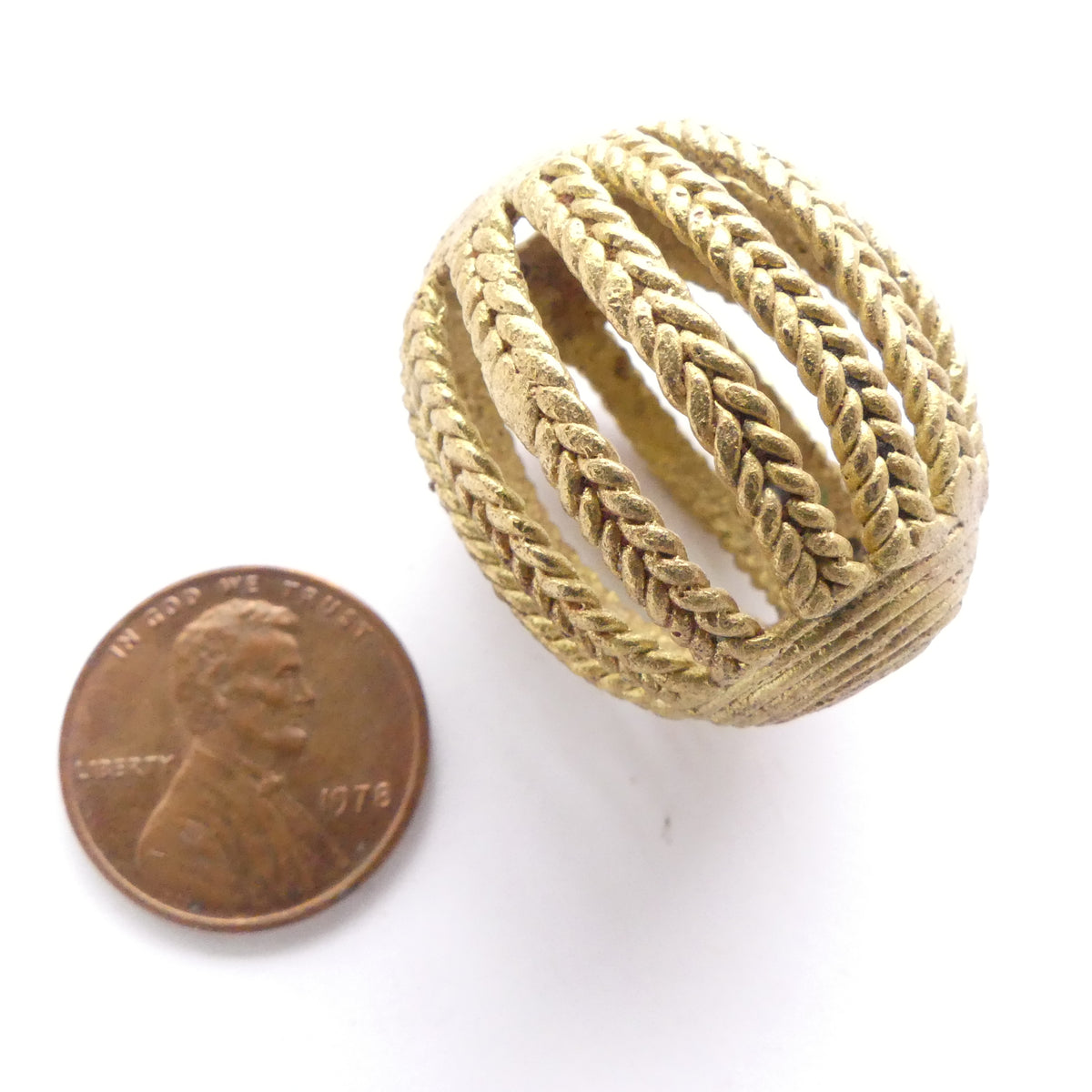 Brass,Lost Wax Cast Oval Braid Openwork Extra Large Beads, 28x24mm ...
