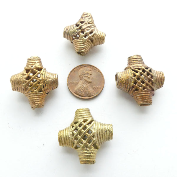 Brass, Lost Wax Cast, Cross Shape, 25x20, Set of 4