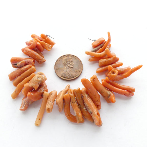 Coral, Antique Moroccan Branches, on 5-inch Strand