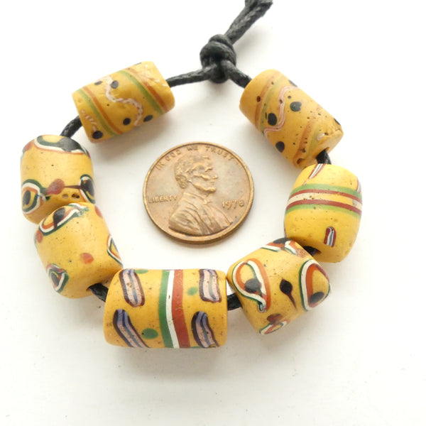 Lampwork, Antique Venetian Yellow, Set of 7