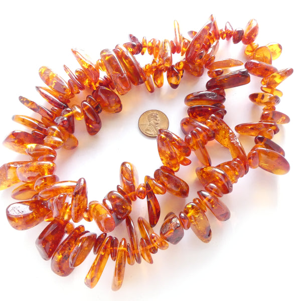 Amber Baltic, Tabular Beads and Rondelles/Small Nuggets on 30-inch Strand