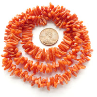 Coral, Mediterranean, Small Graduated Branches, 20 inch Strand
