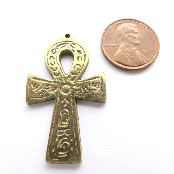 Ankh, or "Key of Life" Pendants, Brass, Small, Decorated, 40mm long