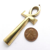 Ankh, or "Key of Life" Pendants, Brass,  Medium-Large Smooth, 3 inches long