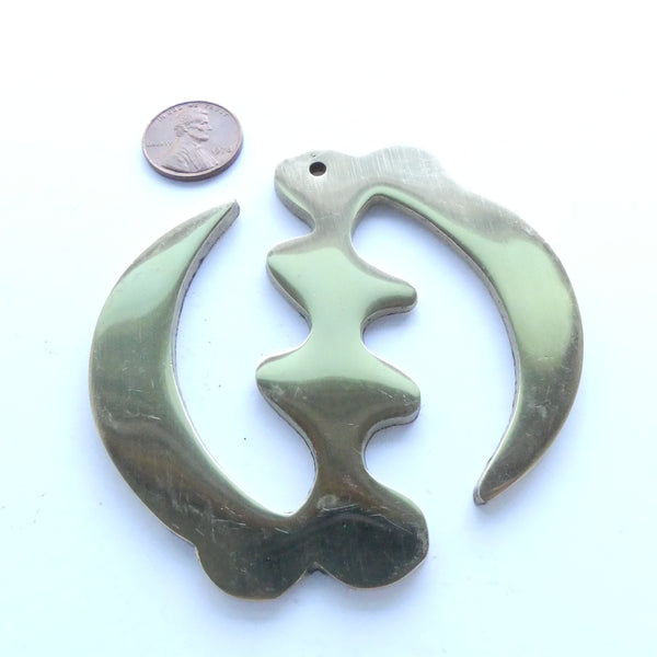 Adinkara Pendants, Brass, Gye Nyame, Extra Large, 75mm long