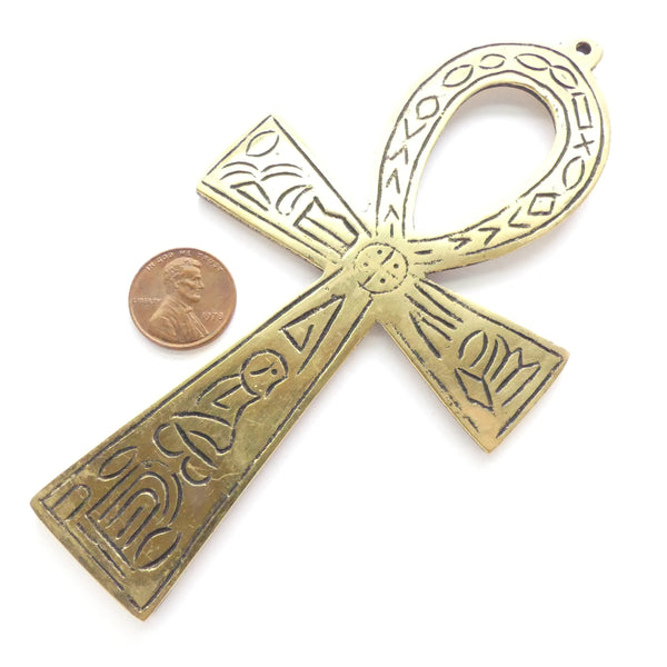 Ankh, or "Key of Life" Pendants, Brass, Extra-Large Pendants,  5.25 Inches long