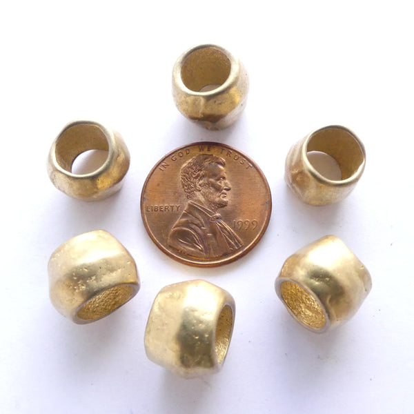 Brass, Large Extra Large Hole Forged Beads, 10x12mm, Sets of 6