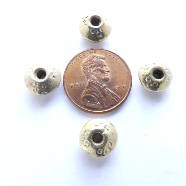 Brass, Rondelles, Large Hole and Decorated, 5x10mm, Sets of 4