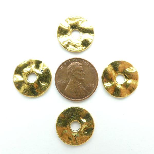 Cast Gold-tone Wavy Donut Small, 17mm, Set of 4
