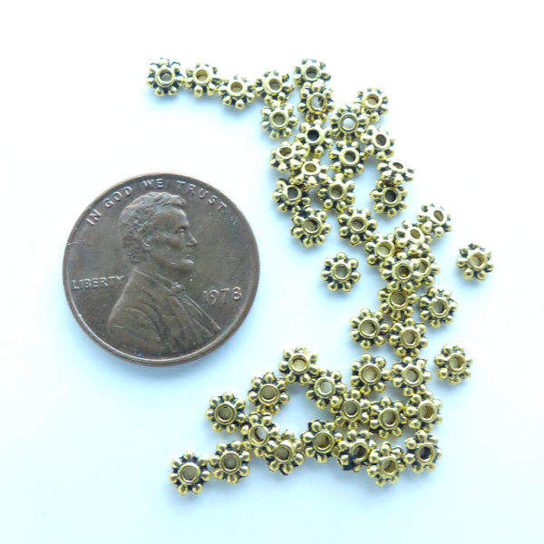 Cast Gold-tone Granulated-look Mini Spacers, 2x4mm, Pkg of 30 grams