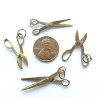 Brass, Mini Shears and Scissors, Vintage from the 1950s, Set of 4