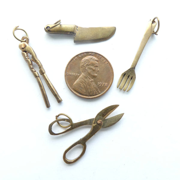 Brass, Mini Kitchen Tools, Vintage from the 1950s, Set of 4