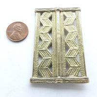 Brass, African Inspired Rectangle Bead/Pendant, 65x40mm
