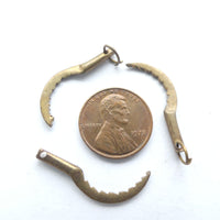 Brass, Mini Sickle Charms, Vintage from the 1950s, Set of 3