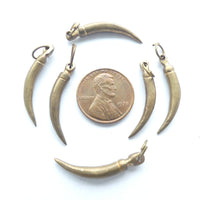 Brass, Mini Cornicello Charm, Vintage 1950s, Set of 6