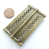 Brass, African Inspired  Large Rectangular Bead, 65x35mm